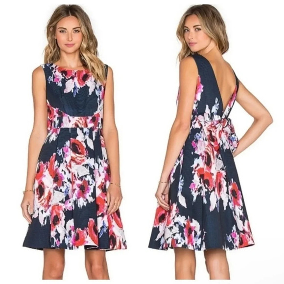 Kate Spade hazy floral navy red floral fit flare dress 33146 - Picture 1 of 15